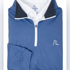 Rhoback Blue Houndstooth “The Glades” Quarterzip Pullover Medium EUC